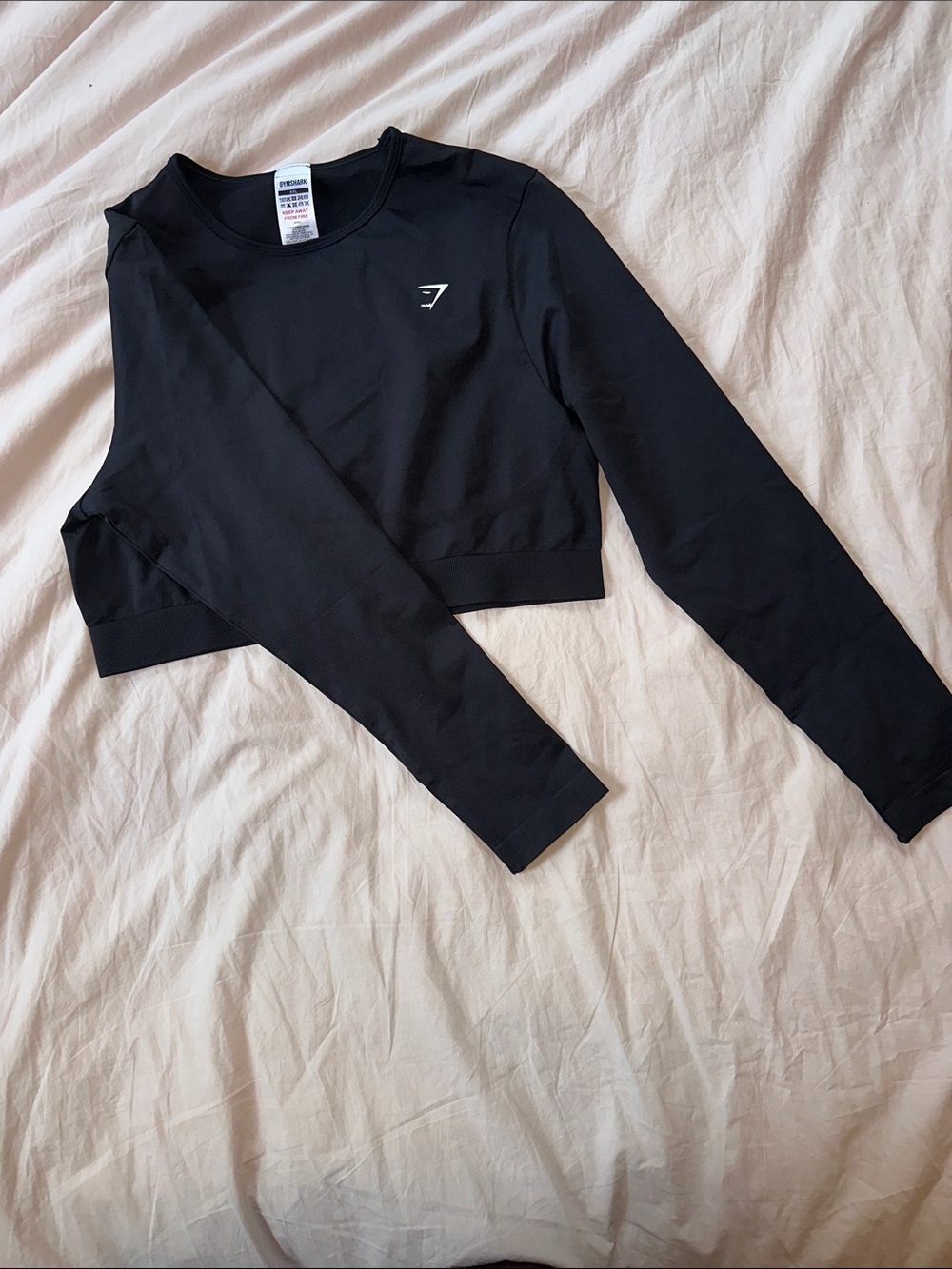 Gymshark Black Long-Sleeve Cropped Performance Top